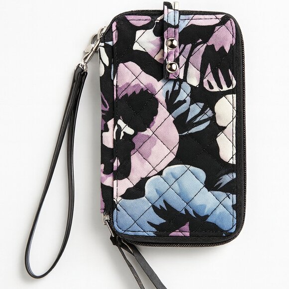 Vera Bradley Wristlet Wallet with Strap – Floral Quilted Pattern, Fits iPhone - Picture 1 of 6